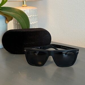 Tom Ford Matte Black Sunglasses with Black Lenses